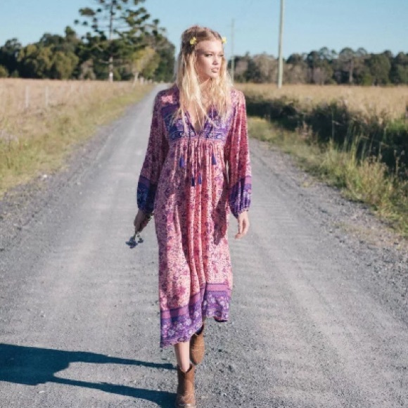 Spell OG Folk Town Boho Blossom Dress - Sz M - Picture 2 of 16